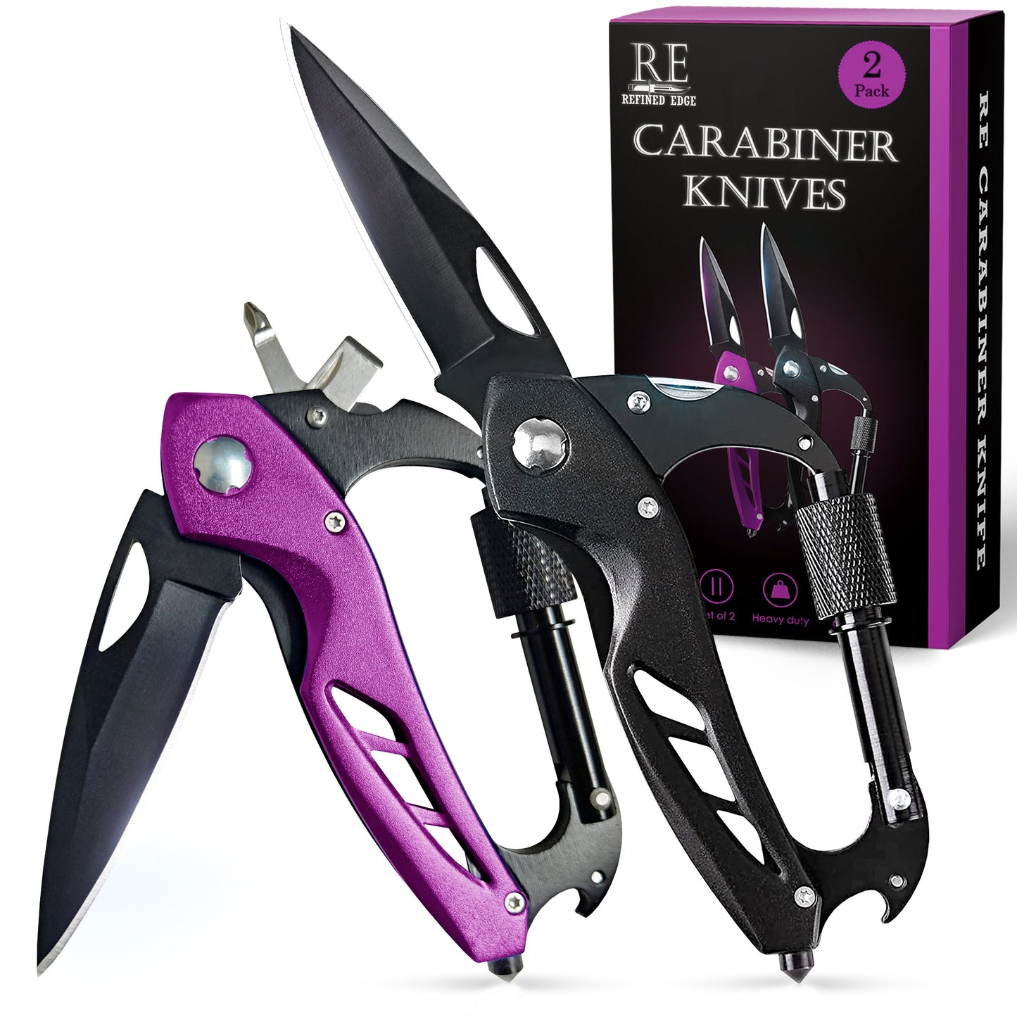 REFINED EDGE 2-Pack Carabiner Knives with RazorEdge™ Blade