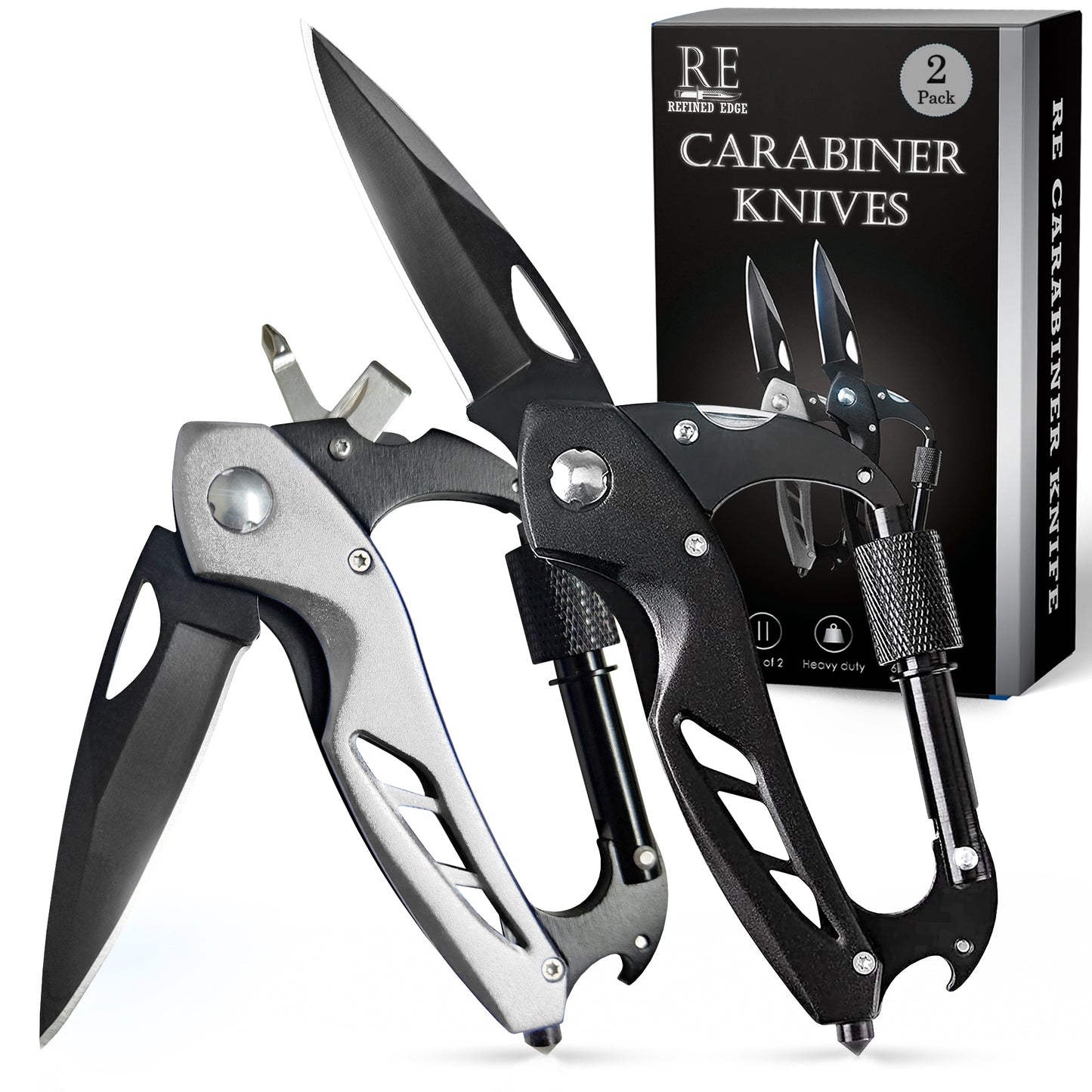 REFINED EDGE 2-Pack Carabiner Knives with RazorEdge™ Blade