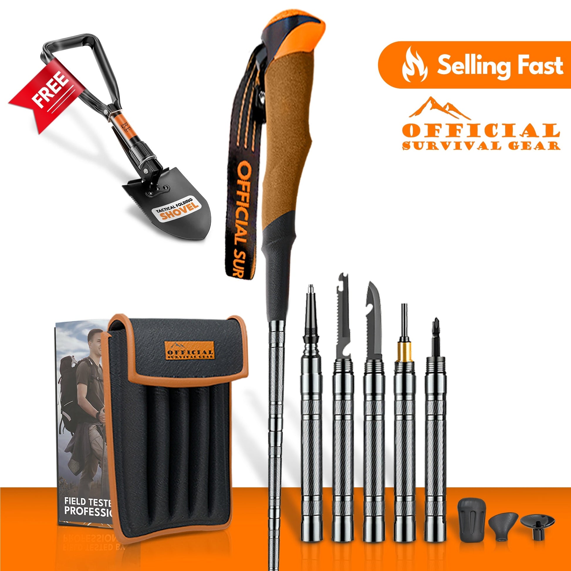 TrailGuard survival stick with included free tactical shovel